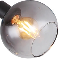 Stehleuchte Globo Seymour Nahaufnahme: Rauchglasschirm mit leuchtender Filament-LED, Leuchtmittel frei wählbar