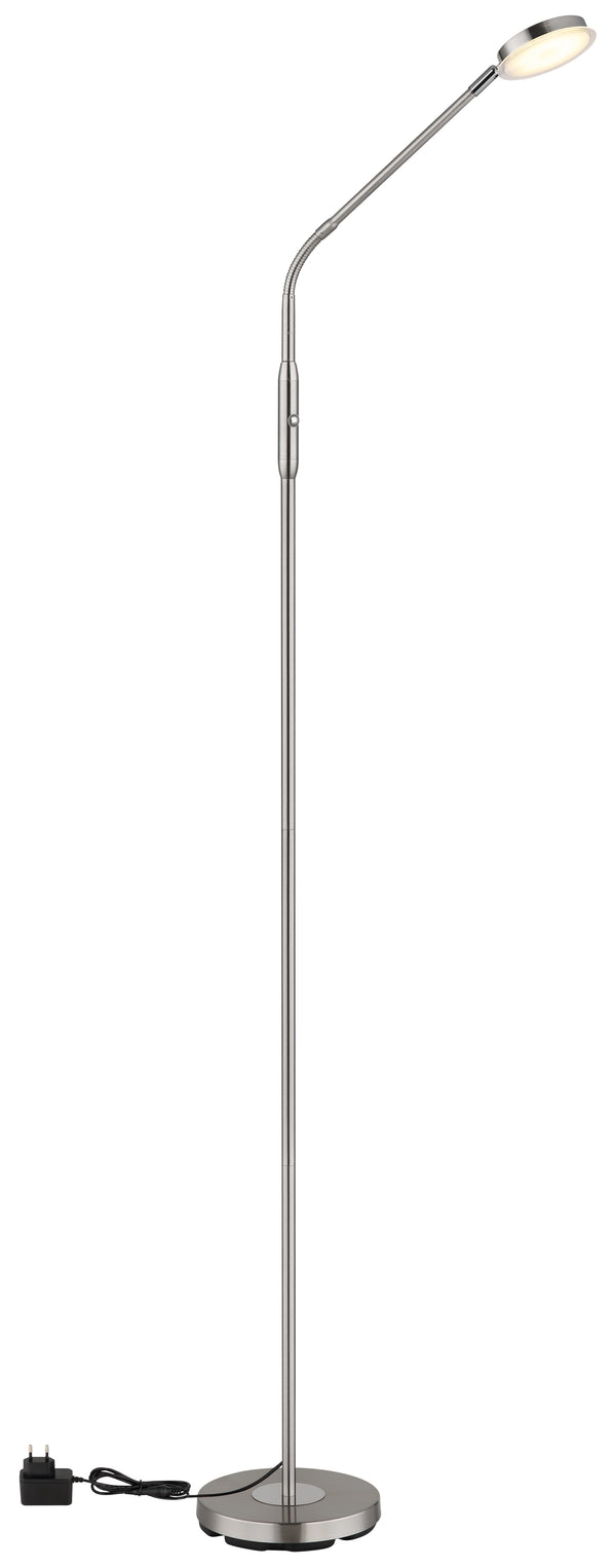 Stehleuchte Globo Silvio 173 cm nickel matt mit Kabel und rundem Standfuß Ø 23 cm – Möbel Graf Pirna/Dresden