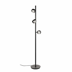 Stehleuchte 150 cm LED mit Sensordimmer in Nickel matt neben Sofa für warmes Raumlicht