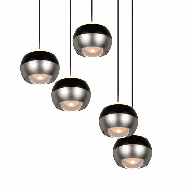 große Pendelleuchte nickel matt mit Switch Dimmer und elegantem ringförmigem Design