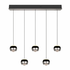 Pendelleuchte 100 cm LED nickel matt mit Switch Dimmer über Esstisch