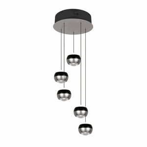 große Pendelleuchte in nickel matt mit Switch Dimmer und elegantem ringförmigem Design