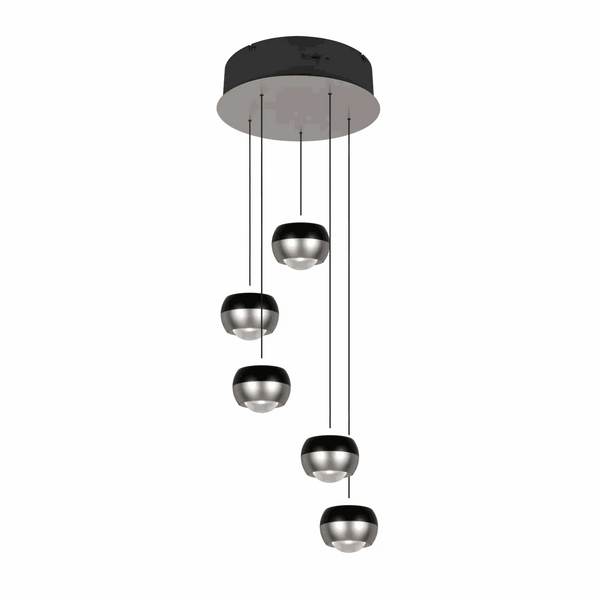 große Pendelleuchte in nickel matt mit Switch Dimmer und elegantem ringförmigem Design