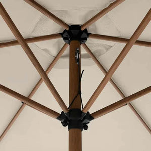 Sonnenschirm Life Lift Ø 305 cm mit Holzoptik, knickbarem Schirm und UV-Schutz LSF 50+ in Naturfarben