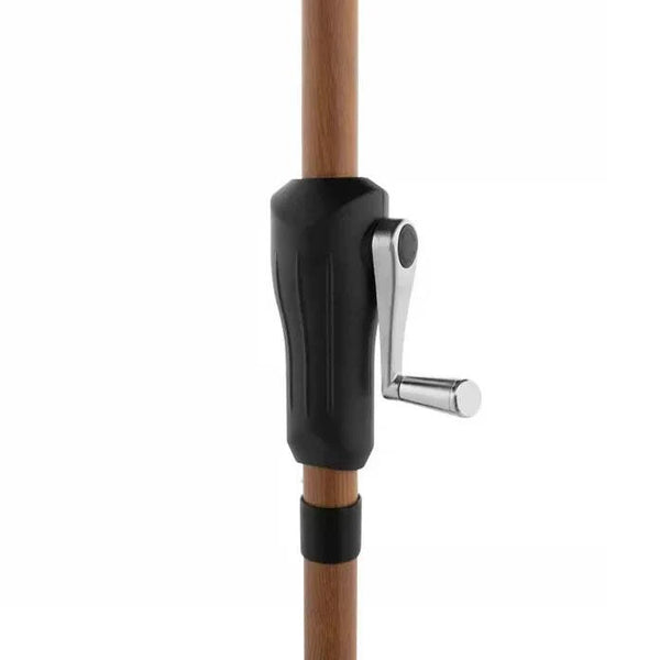 Sonnenschirm Life Lift Ø 305 cm in Greige mit Holzoptik, wetterfest und UV-Schutz LSF 50+