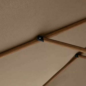 Sonnenschirm Life Lift Ø 305 cm in Greige mit Holzoptik, Knickvorrichtung und UV-Schutz LSF 50+