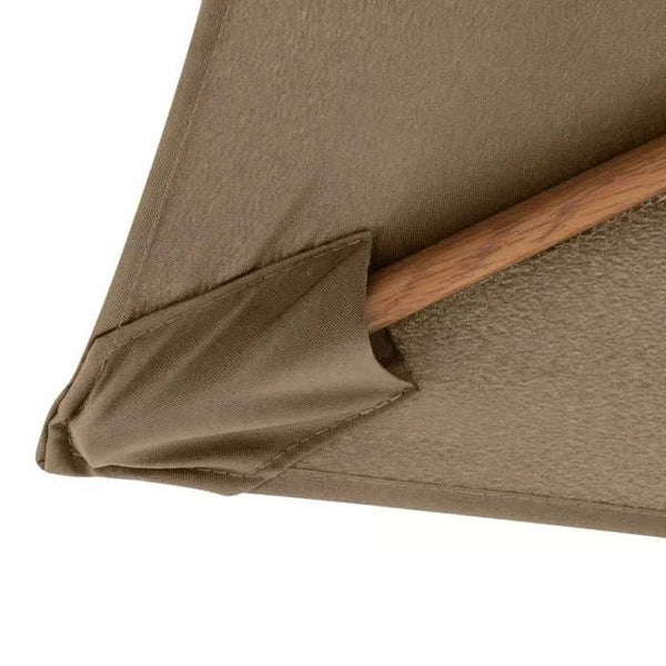 Sonnenschirm Life Lift Ø 305 cm in Greige mit Holzoptik, Knickvorrichtung und UV-Schutz LSF 50+