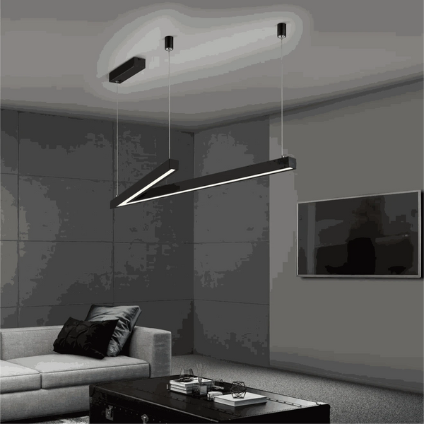 Pendelleuchte 127,5x35 cm schwarz matt dimmbar LED über Esstisch