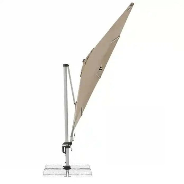 Pendelschirm Ø 370 cm in Greige mit 360° Drehbarkeit und UV-beständigem Polyesterbezug