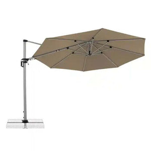 Pendelschirm Ø 370 cm in Greige mit 360° Drehbarkeit und stufenloser Schrägposition, UV-beständig und stabilem Aluminiumgestell