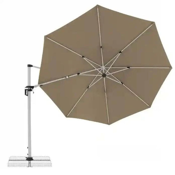 Pendelschirm Ø 370 cm in Greige mit 360° Drehbarkeit und UV-beständigem Polyesterbezug