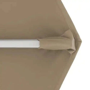 Pendelschirm Ø 370 cm in Greige mit 360° Drehbarkeit und robustem Aluminiumgestell bietet großen UV-beständigen Sonnenschutz