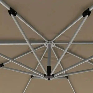 Pendelschirm Ø 370 cm in Greige mit 360° Drehbarkeit und UV-beständigem Polyesterbezug
