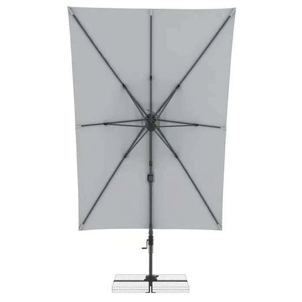 Ampelschirm Active Pendel hellgrau 240x135 cm für enge Balkone mit 360° drehbarem Ständer und UV-Schutz