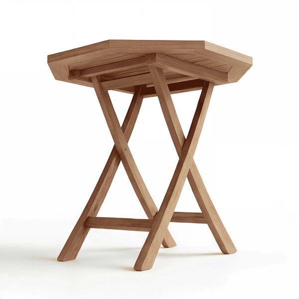 Klapptisch Semarang aus hochwertigem Teakholz, quadratisch und klappbar für Outdoor-Bereiche