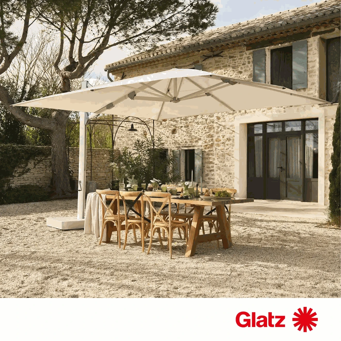 Moderner Glatz Sonnenschirm Ambiente Nova Ø 400 cm mit hohem UV-Schutz und stabilem Aluminiumgestell