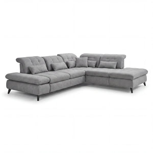 Ecksofa „Portofino" mit Spitzecke, inkl. Schwenkrücken & Nierenkissen