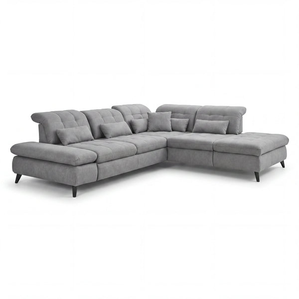 Ecksofa „Portofino" mit Spitzecke, inkl. Schwenkrücken & Nierenkissen