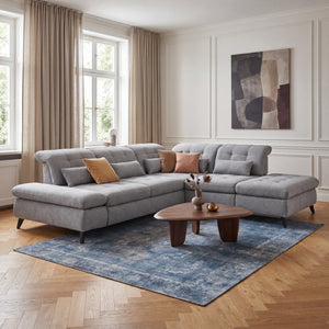 Ecksofa „Portofino" mit Spitzecke, inkl. Schwenkrücken & Nierenkissen