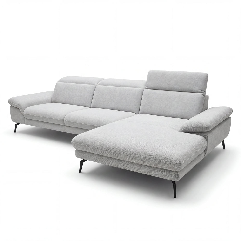 Ecksofa „Kama" mit XL-Canapé rechts & Kopfteilverstellung
