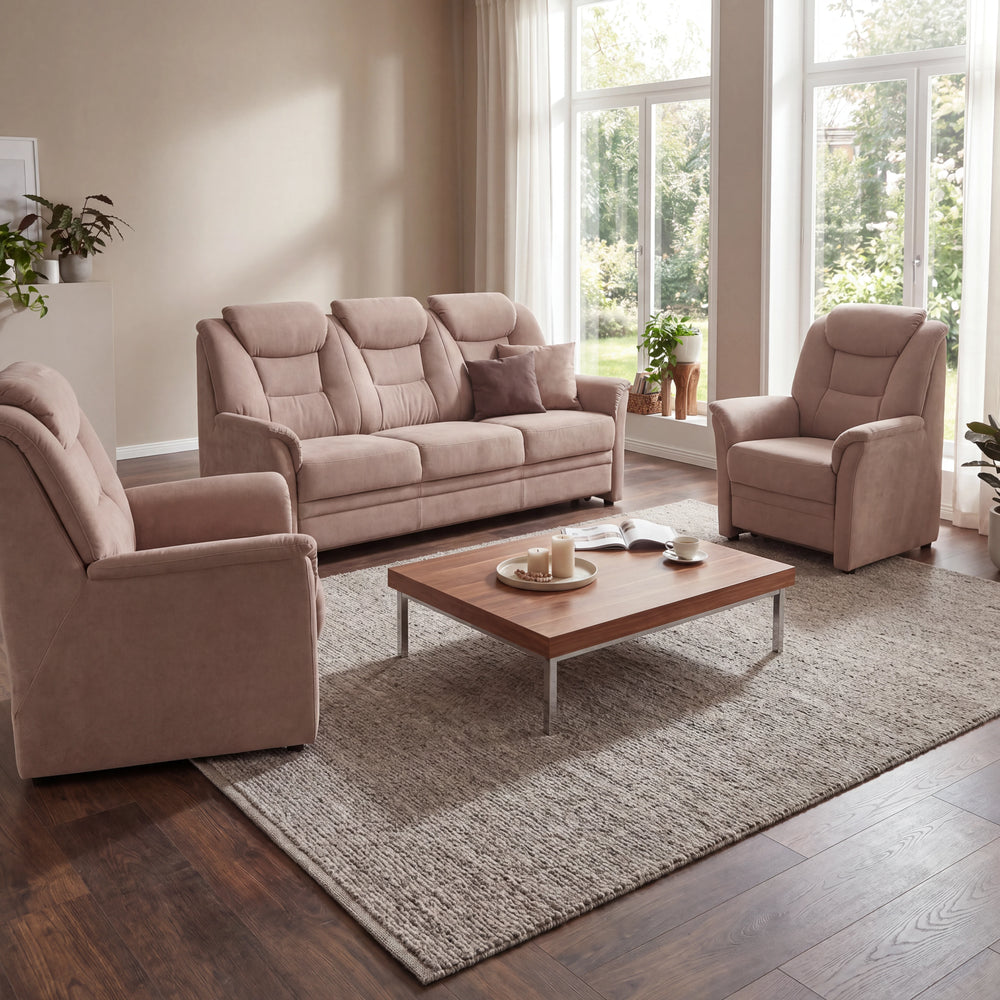 3-Sitzer Sofa aus Stoff mit Möbelgleitern