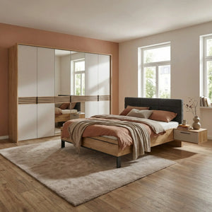 Modernes Schlafzimmer Avior Komplett-Set mit schwebenden Nachtkonsolen und Luxusbett