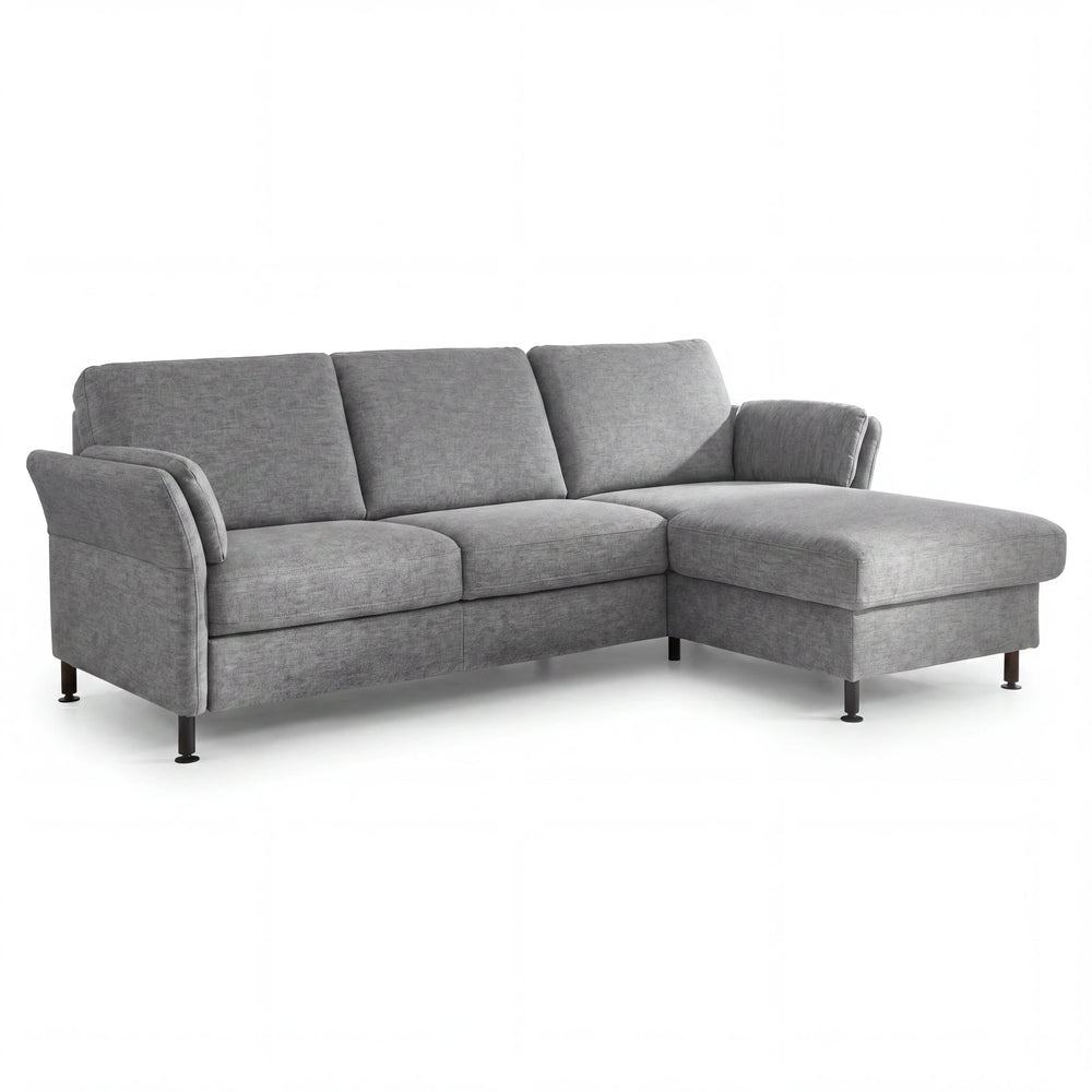 Ecksofa mit Canapé rechts, Metallfuß schwarz
