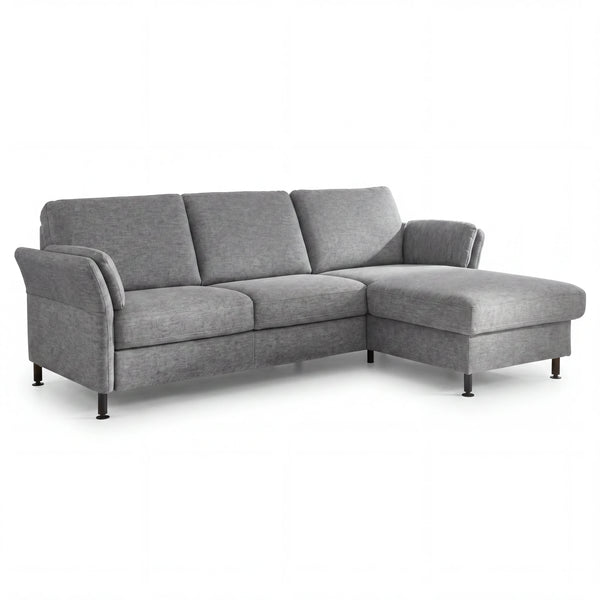 Ecksofa mit Canapé rechts, Metallfuß schwarz
