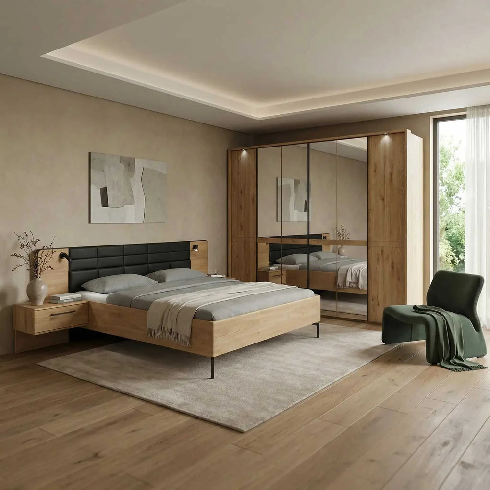 Schlafzimmer Luisiana Komplett-Set mit Kleiderschrank und Doppelbett 180x200 cm