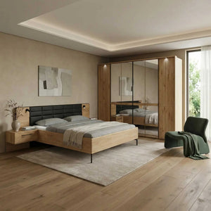 Schlafzimmer Luisiana Komplett-Set mit Kleiderschrank und Doppelbett 180x200 cm