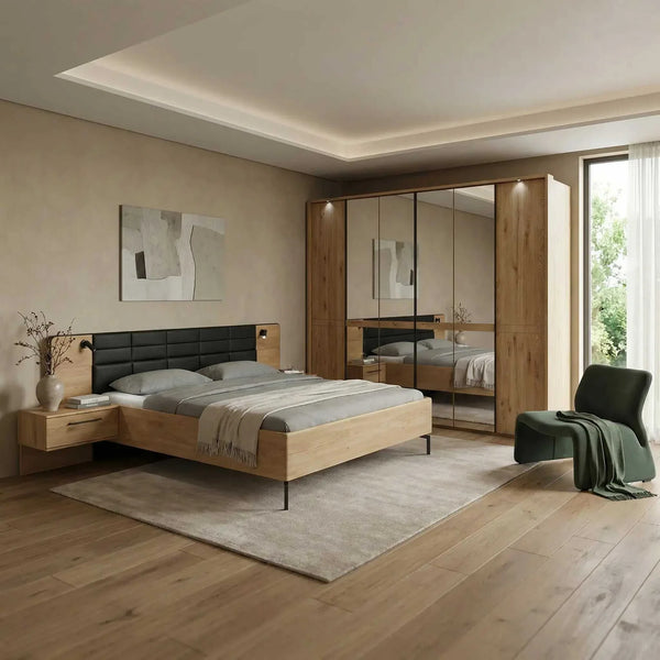 Schlafzimmer Luisiana Komplett-Set mit Kleiderschrank und Doppelbett 180x200 cm