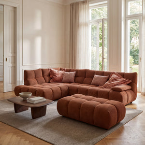 Ecksofa in Feincord mit Armteilverstellung