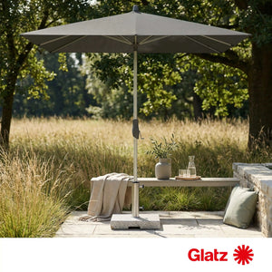 Glatz Sonnenschirm Alu Twist 240x240 cm mit natureloxiertem Aluminiumgestell und UV-Schutz für Balkon und Terrasse