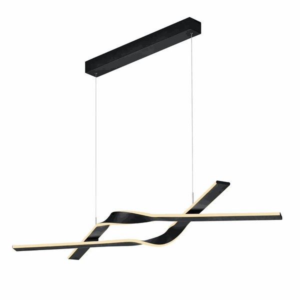 Pendelleuchte 127x41,5 cm schwarz matt mit LED und Switch Dimmer über Esstisch