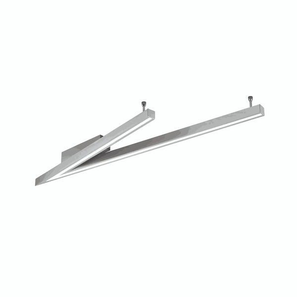 Deckenleuchte 127,5x35 cm LED in Nickel matt mit Dimmer und 5050 Lumen, flache Bauhöhe
