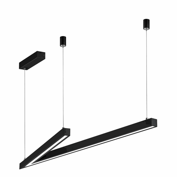 schwarze dimmbare Pendelleuchte 127,5x35 cm mit LED von Trio Leuchten über Esstisch