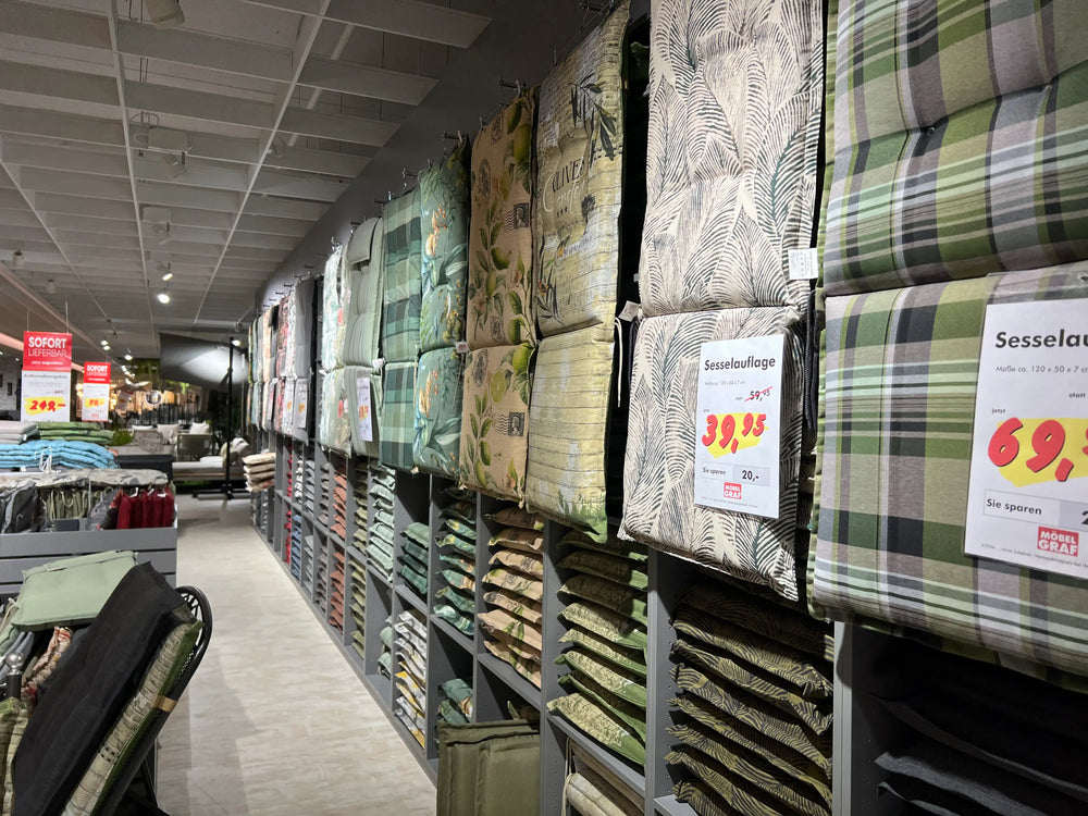 Gartenmöbel Dresden – Große Auswahl Gartenmöbel-Auflagen und Sesselauflagen in verschiedenen Mustern, Möbel Graf Pirna