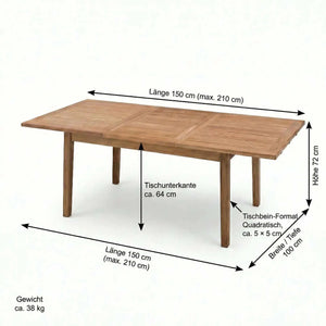 Ausziehtisch Malaga aus FSC-Teakholz mit Butterfly-Auszug und 150-210 cm Länge