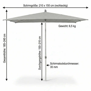 Glatz Sonnenschirm "Alu Smart" 210×150 cm