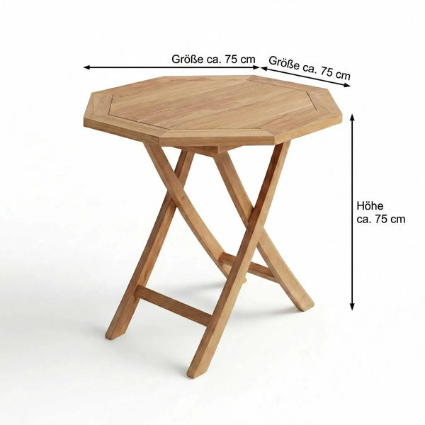 Kompakter Klapptisch Semarang aus robustem Teakholz für Terrasse und Balkon