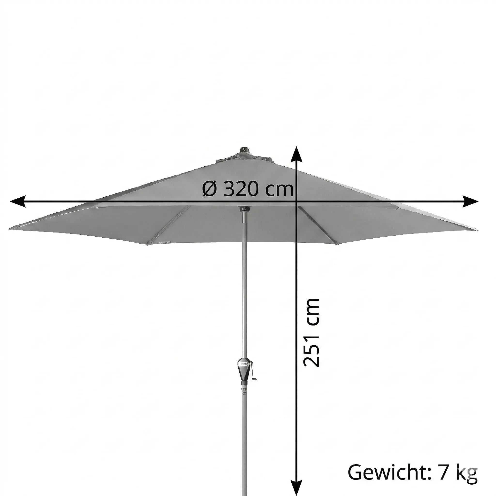 Hellgrauer Sonnenschirm Active Auto Tilt Ø 320 cm mit automatischer Neigefunktion und Windventil