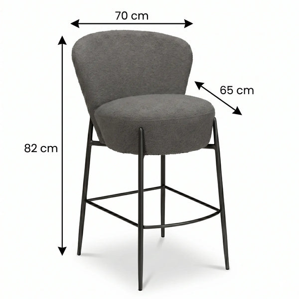 Thekenstuhl, Orbit, stone Pres Bouclé (anthrazit)