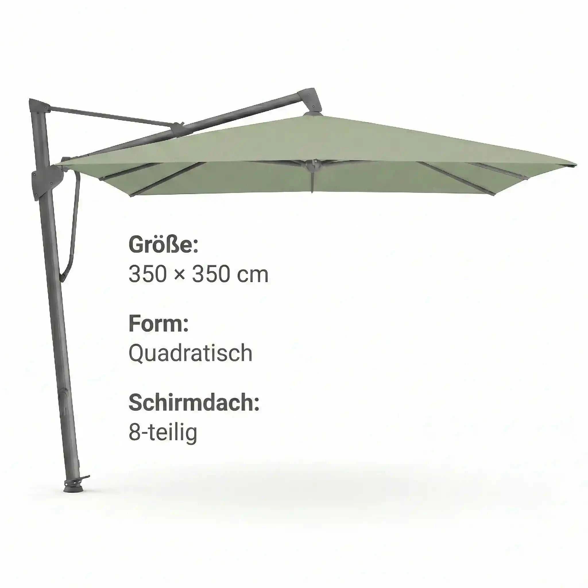 Glatz Sonnenschirm Sombrano S+ 350x350 cm in Pistacchio mit Aluminiumgestell und 360°-Drehfuß