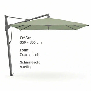 Glatz Sonnenschirm Sombrano S+ 350x350 cm in Pistacchio mit Aluminiumgestell und 360°-Drehfuß
