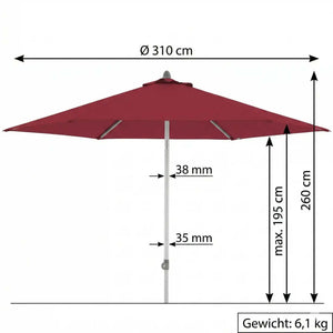 Roter Sonnenschirm Act Push Up mit 3-Positions-Knicker und wasserabweisendem UV-Schutz 80+