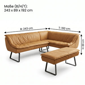 Eckbank, Alino, Leder A-India-Sun