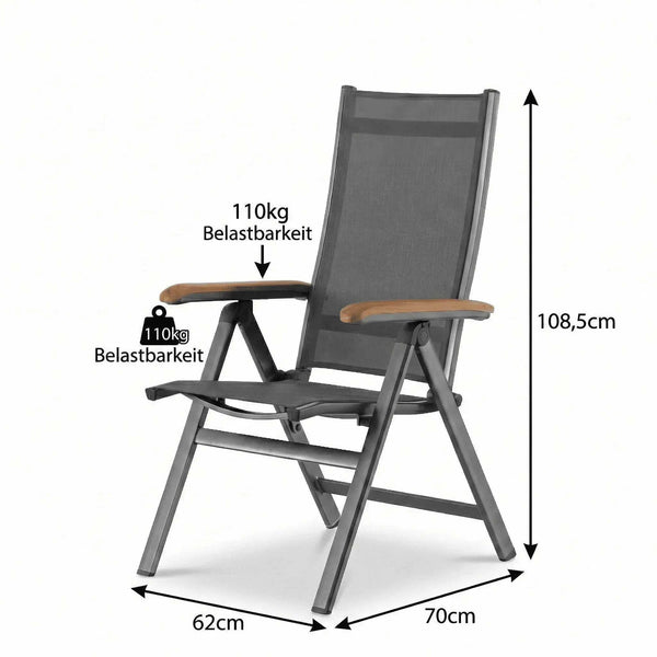 Multipositionsstuhl "Reno" mit Teak-Armlehnen