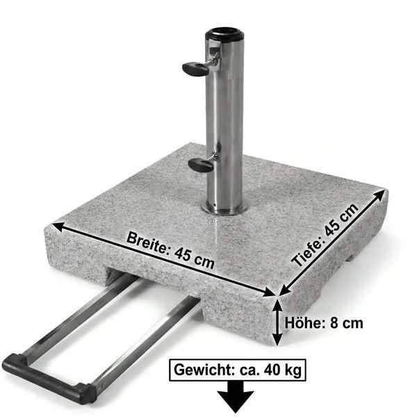 Granitsockel Trolley Active 40 kg mit Rollen und ausziehbarem Griff für flexible Nutzung