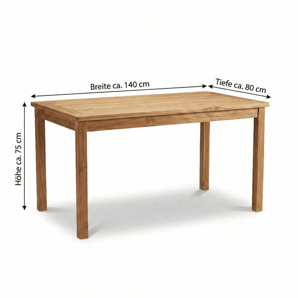 Gartentisch Carlton aus Teakholz in Sterling mit rechteckiger Form für Garten und Terrasse