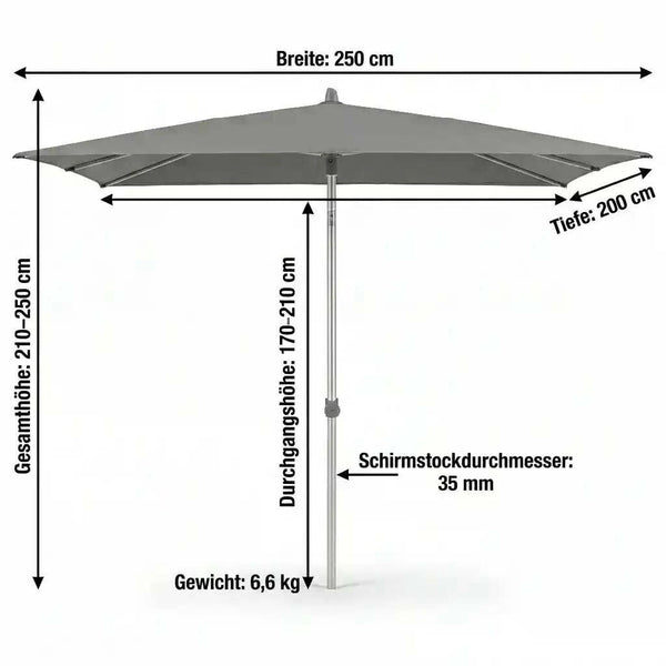 Glatz Sonnenschirm "Alu Smart" 250×200 cm